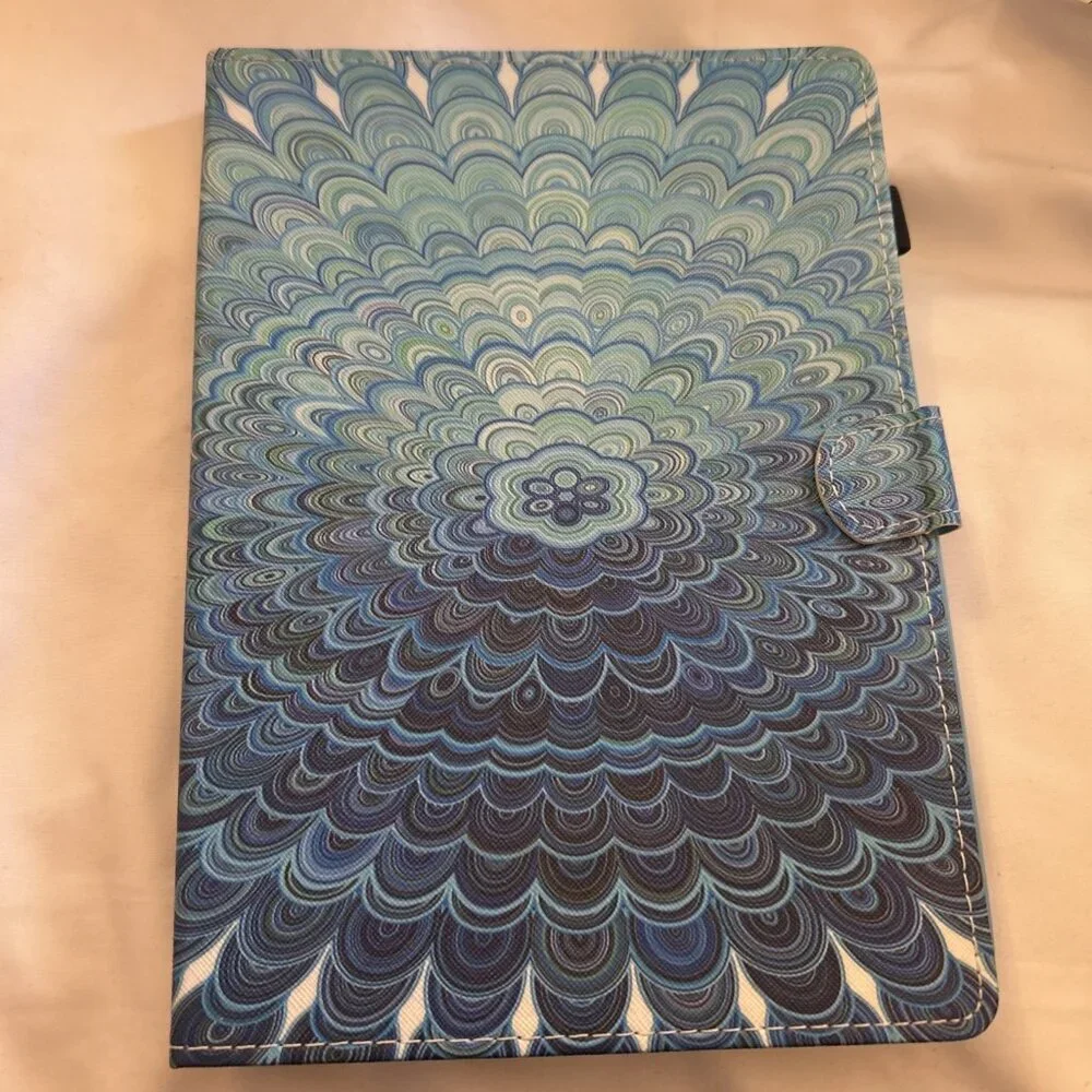 Ipad Tablet Case Cover Protector Turquoise To Dark Blue Geometric Pattern